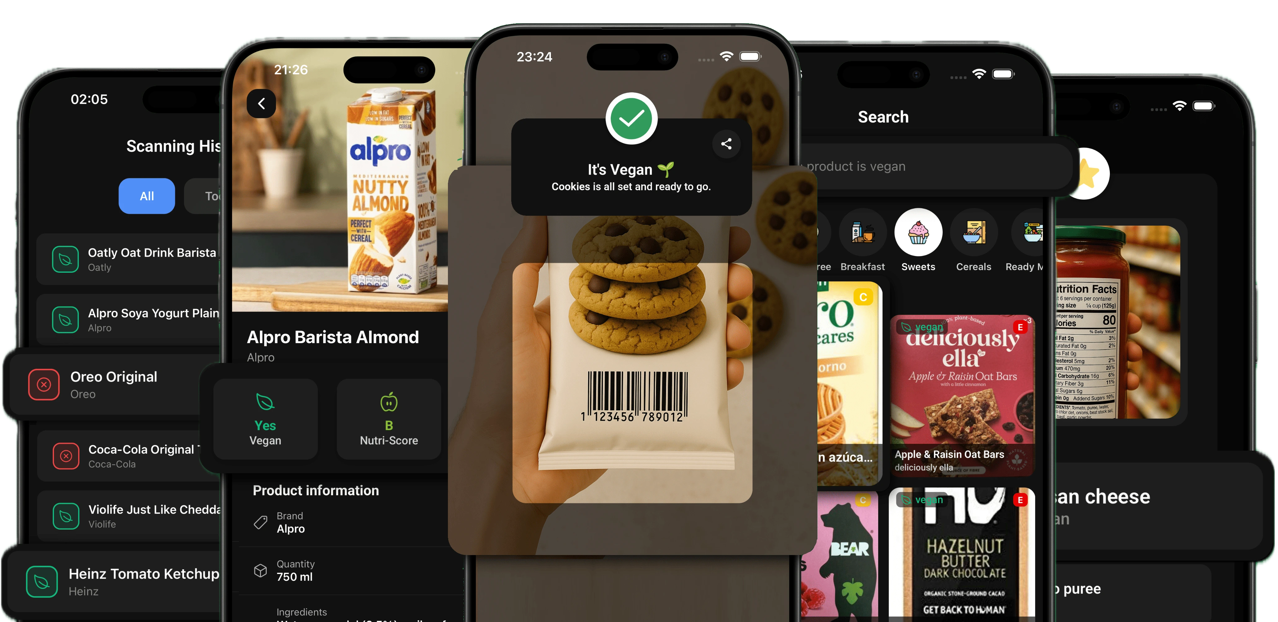 Vegan product scanning dashboard preview